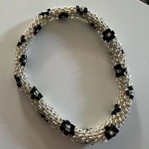 Elegant Black and Silver Beaded Bracelet